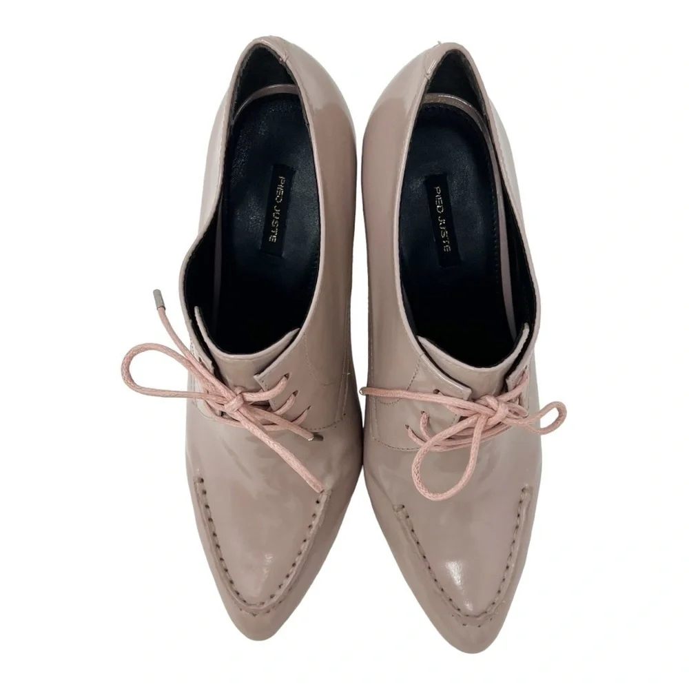 Anthropologie Pied Juste Tipo Pale Pink Lace Up Heels Sz 36